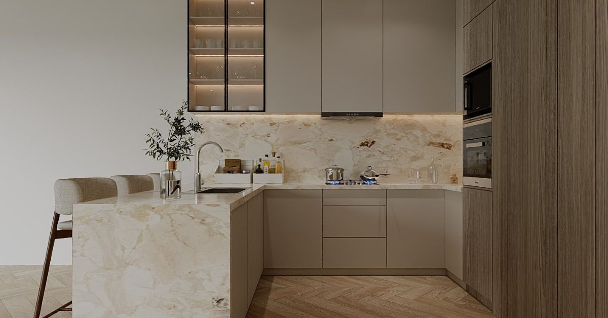 Open-plan kitchen design Dubai